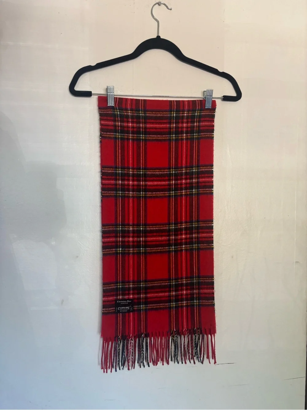 Christian Dior Plaid Cashmaire Acrylic Scarf